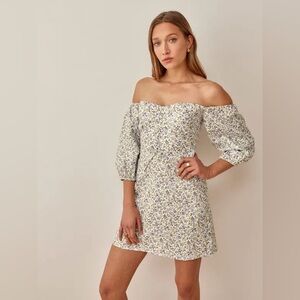 Reformation Kathryn Linen Floral Mini Dress size 8